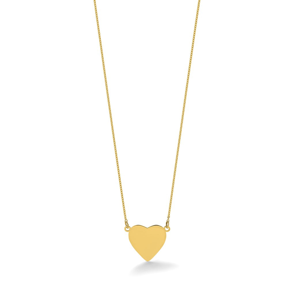14k Plain .013 Gauge Heart Engravable 16.8x16.1mm Disc 18 inch Necklace