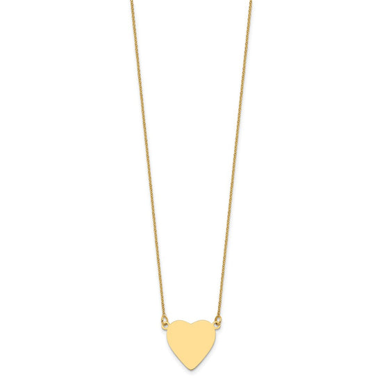14k Plain .018 Gauge Heart Engravable 16.8x16.1mm Disc 18 inch Necklace