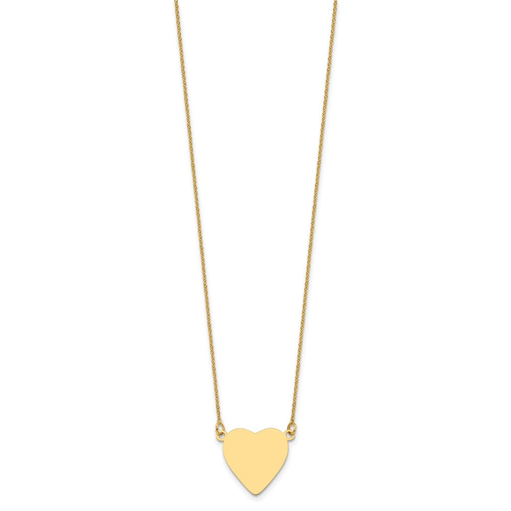 14k Plain .018 Gauge Heart Engravable 16.8x16.1mm Disc 18 inch Necklace