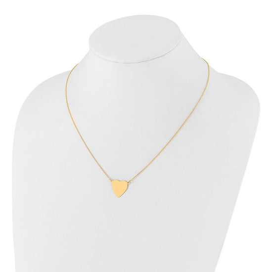 14k Plain .018 Gauge Heart Engravable 16.8x16.1mm Disc 18 inch Necklace