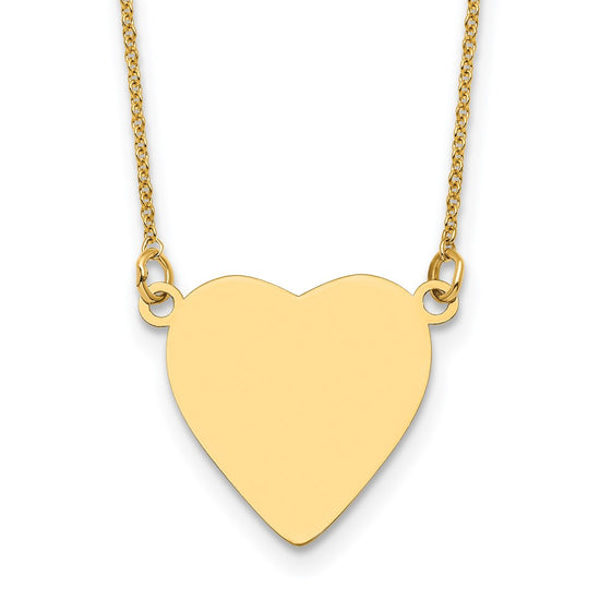 14k Plain .018 Gauge Heart Engravable 16.8x16.1mm Disc 18 inch Necklace