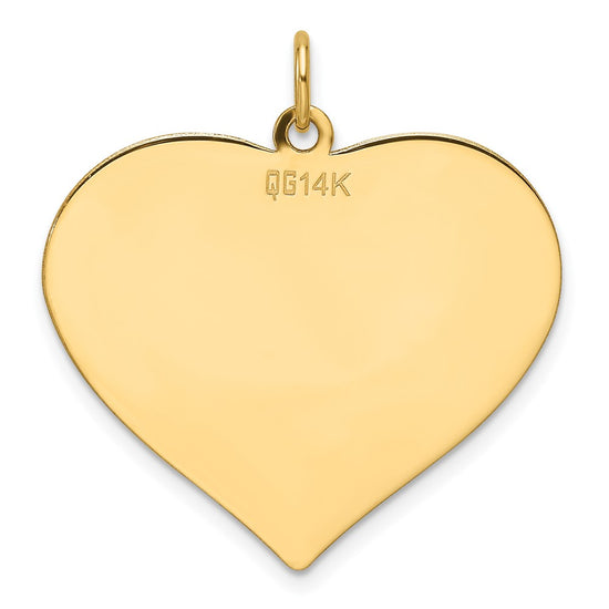 14k Plain .013 Gauge Engraveable Heart 25.7x28.9mm Disc Charm