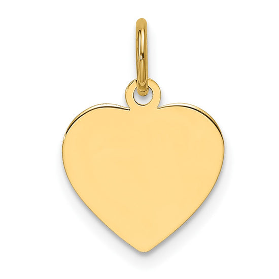 14k Plain .027 Gauge Engravable Heart 11.7x12.2mm Disc Charm