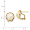 14k 10-11mm White Mabe Freshwater Cultured Pearl Omega Back Earrings