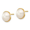 14k 9-10mm White Saltwater Cultured Mabe Pearl Post Earrings