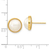 14k 9-10mm White Saltwater Cultured Mabe Pearl Post Earrings