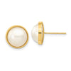 14k 9-10mm White Saltwater Cultured Mabe Pearl Post Earrings