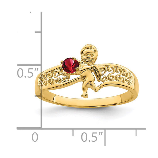 Birthstone Mothers Ring with Angel on Band