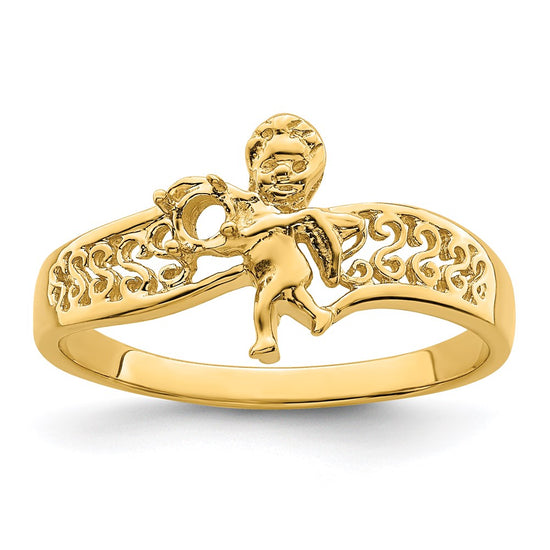 Birthstone Mothers Ring with Angel on Band