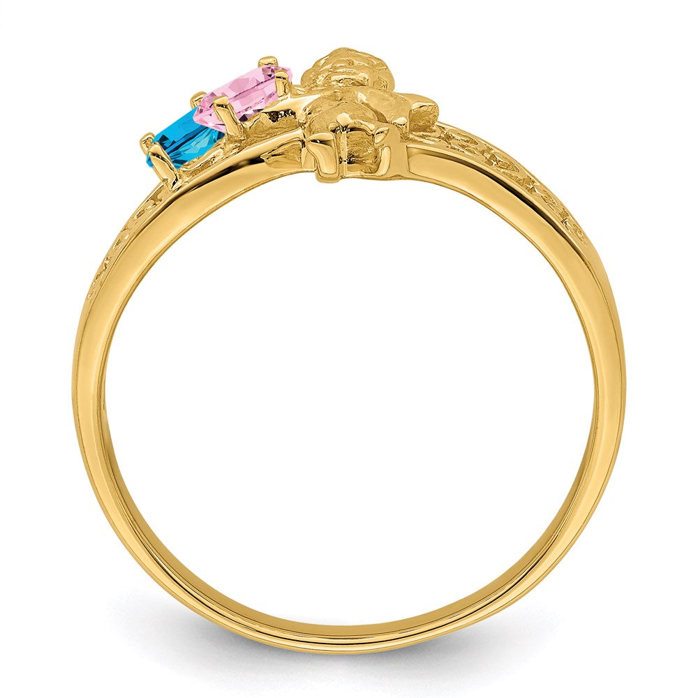 Birthstone Mothers Ring with Angel on Band