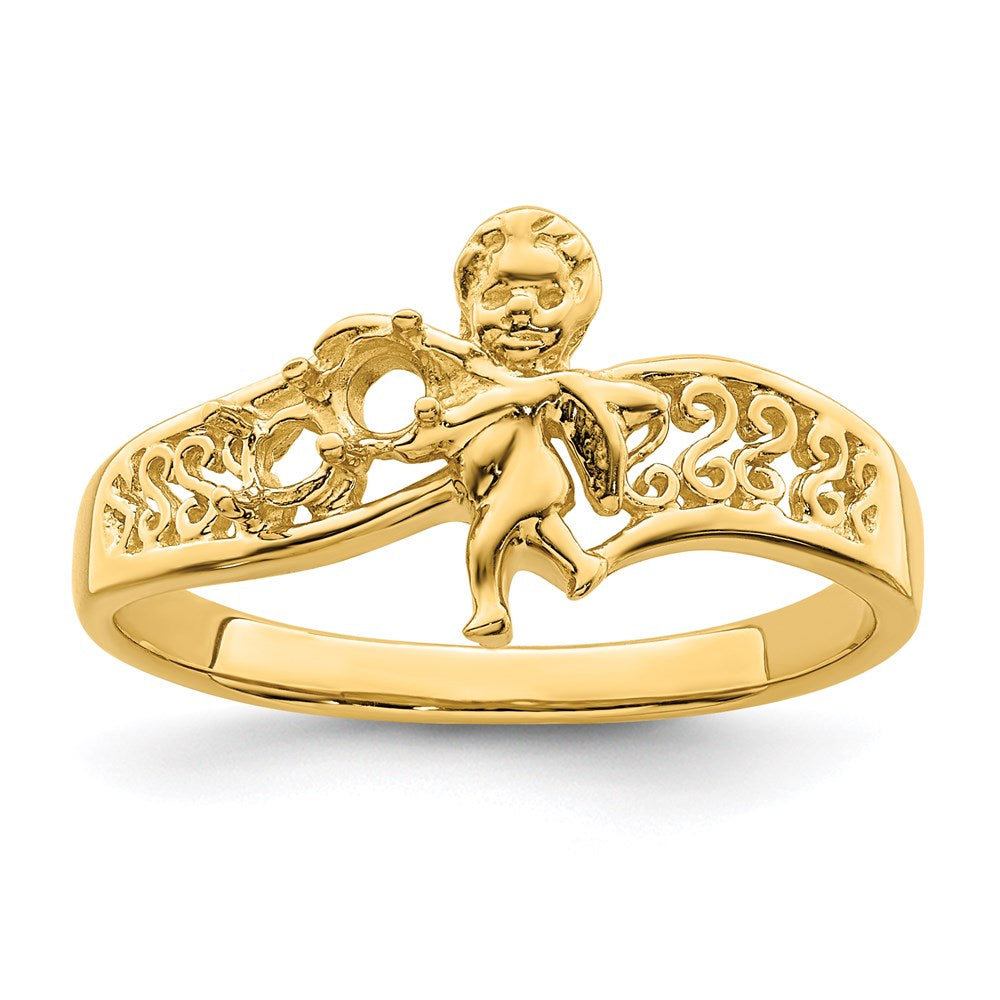 Birthstone Mothers Ring with Angel on Band