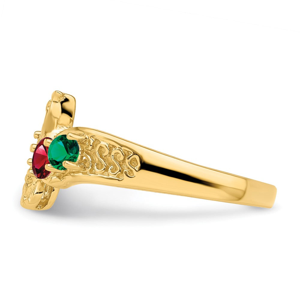Birthstone Mothers Ring with Angel on Band