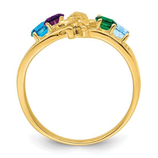 Birthstone Mothers Ring with Angel on Band