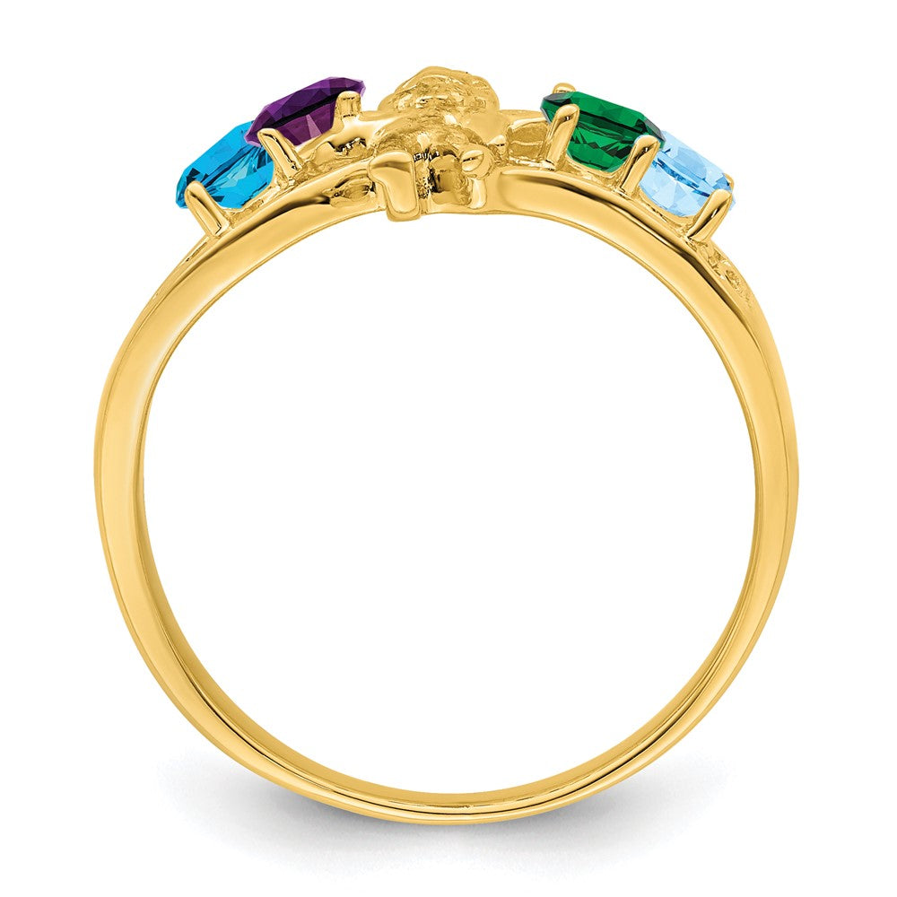 Birthstone Mothers Ring with Angel on Band