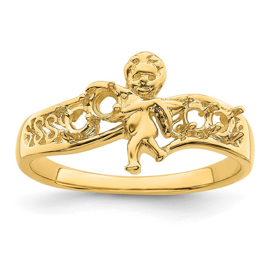 Birthstone Mothers Ring with Angel on Band