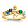 Birthstone Mothers Ring with Angel on Band