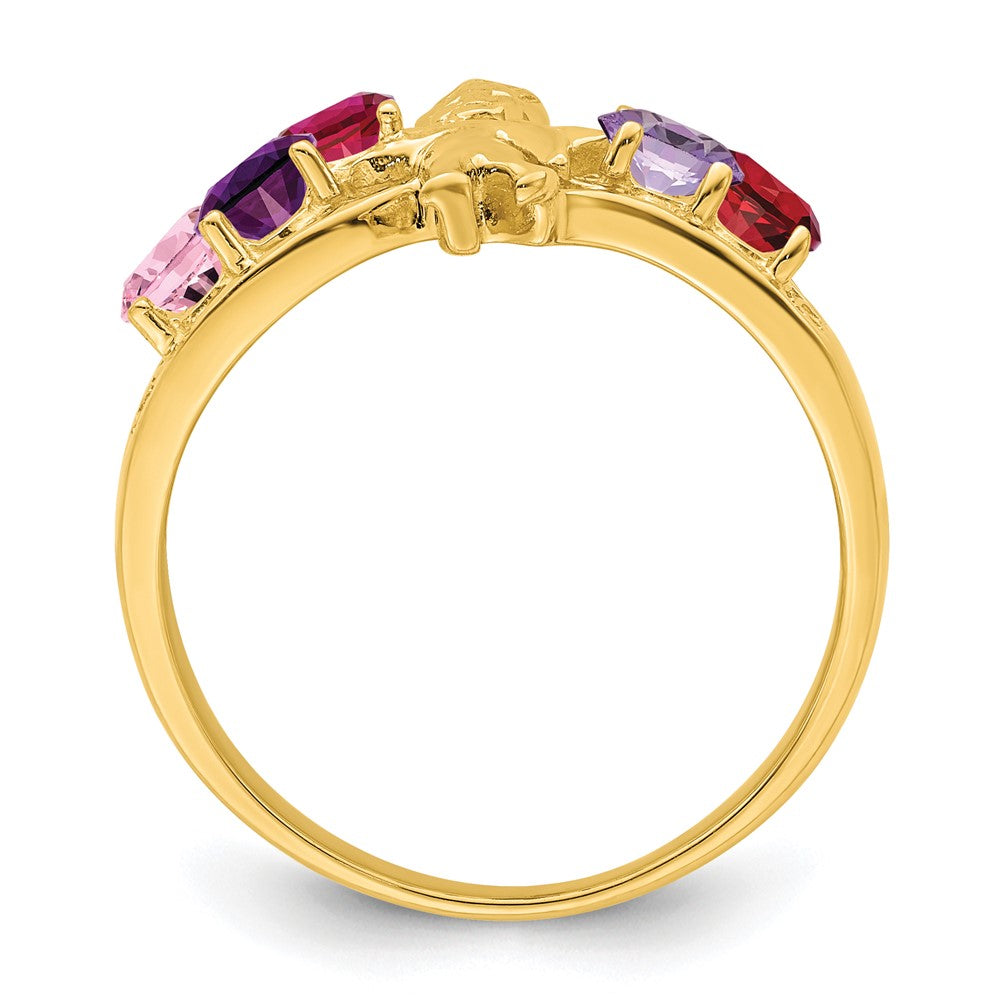 Birthstone Mothers Ring with Angel on Band