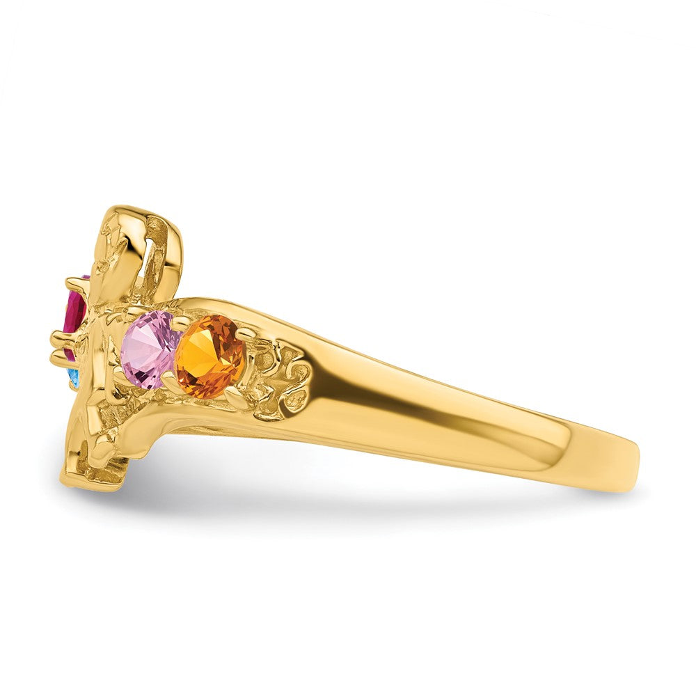 Birthstone Mothers Ring with Angel on Band