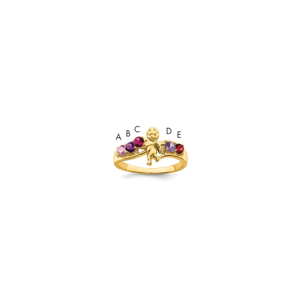 Birthstone Mothers Ring with Angel on Band