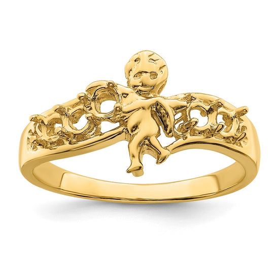 Birthstone Mothers Ring with Angel on Band