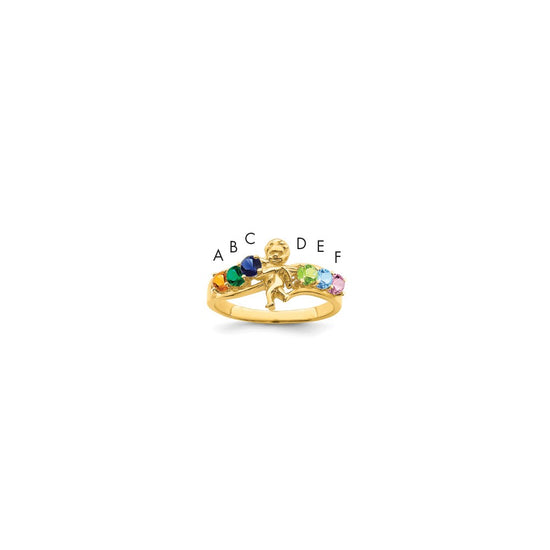 Birthstone Mothers Ring with Angel on Band
