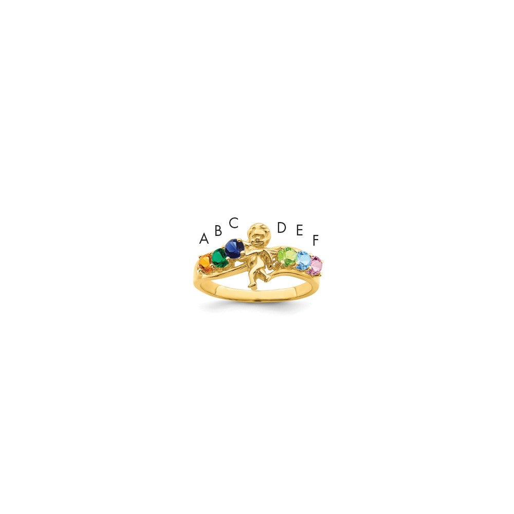 Birthstone Mothers Ring with Angel on Band