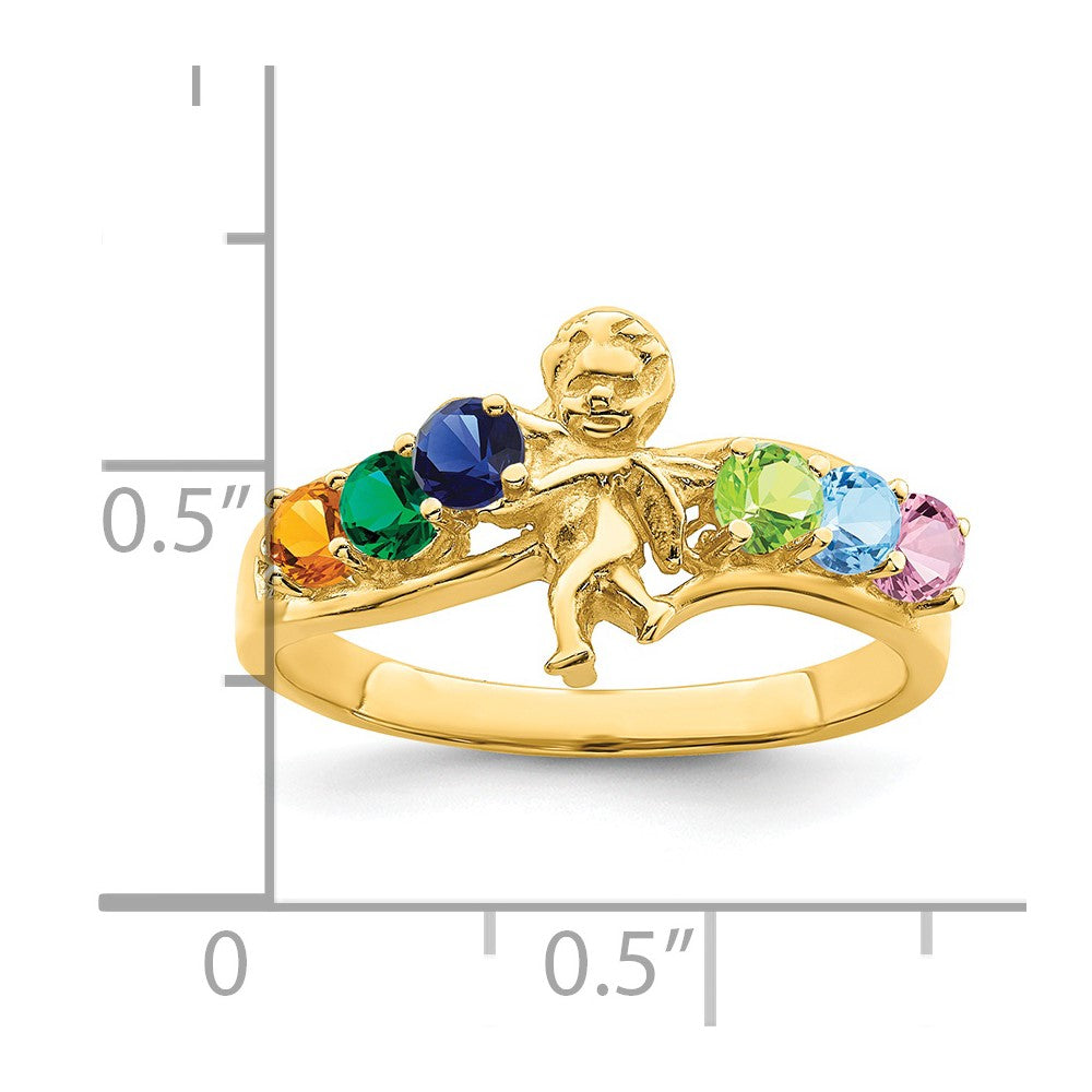 Birthstone Mothers Ring with Angel on Band