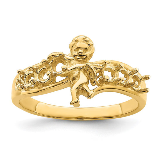 Birthstone Mothers Ring with Angel on Band