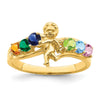 Birthstone Mothers Ring with Angel on Band