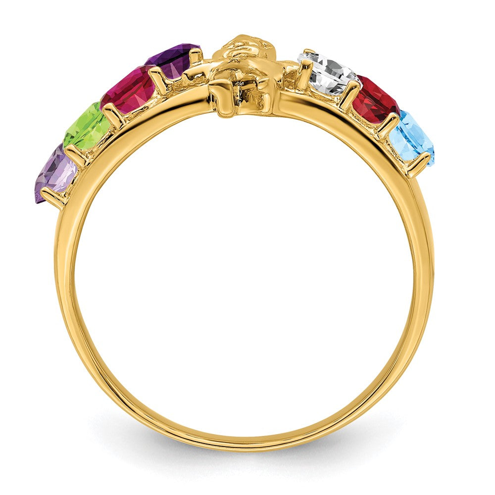 Birthstone Mothers Ring with Angel on Band