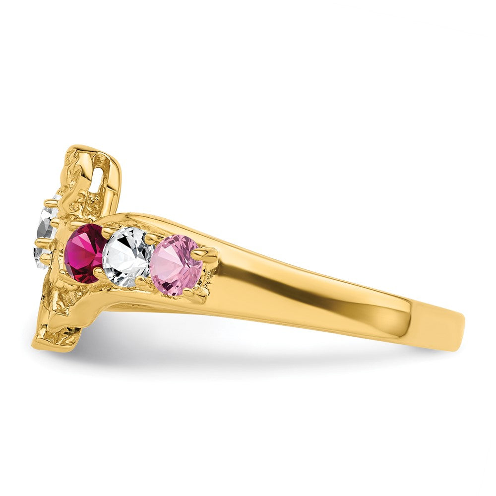 Birthstone Mothers Ring with Angel on Band