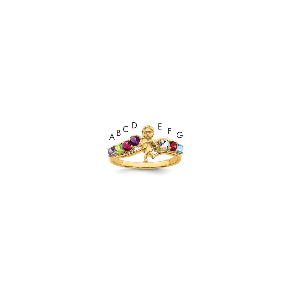 Birthstone Mothers Ring with Angel on Band