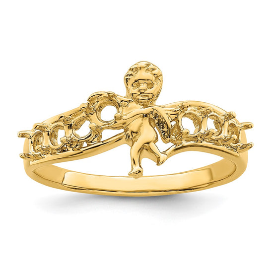 Birthstone Mothers Ring with Angel on Band