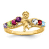 Birthstone Mothers Ring with Angel on Band
