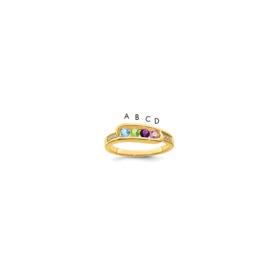 Birthstone and Diamond Mother's Ring Semi-Mount