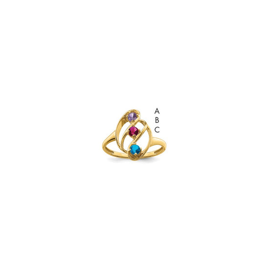 14k Polished 3-Stone Mothers Ring Mounting