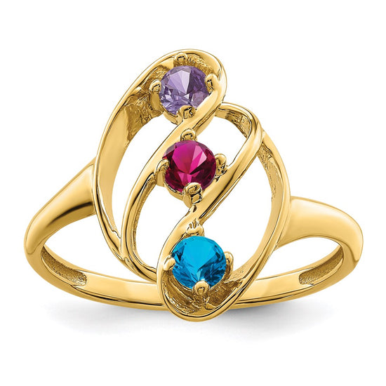14k Polished 3-Stone Mothers Ring Mounting