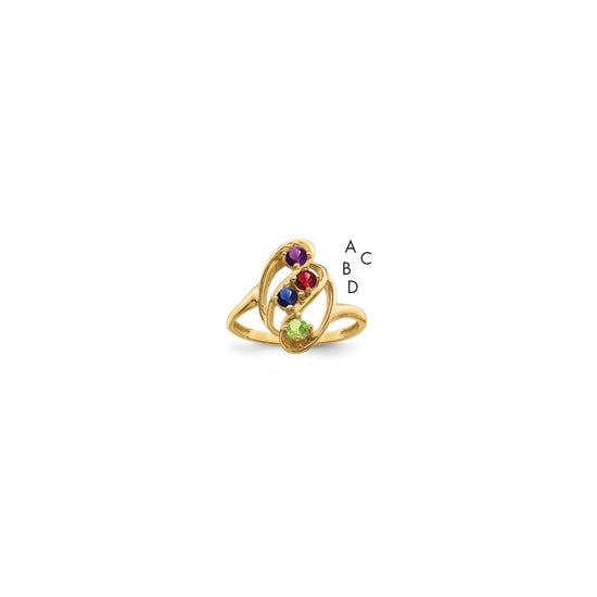 14k Polished 4-Stone Mothers Ring Mounting