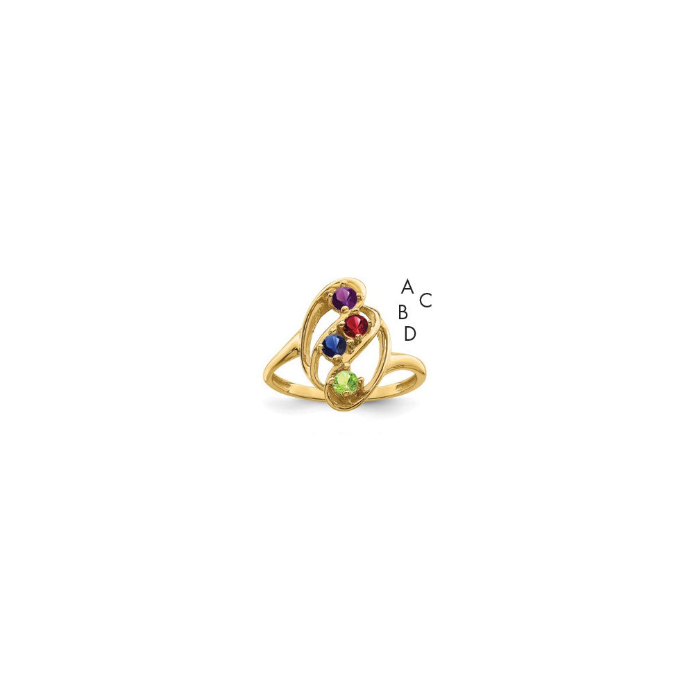 14k Polished 4-Stone Mothers Ring Mounting