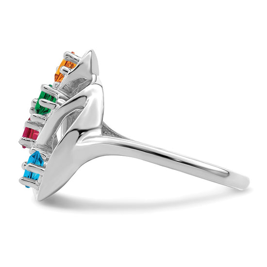 10k White Gold Polished 4-Stone Mothers Ring Mounting