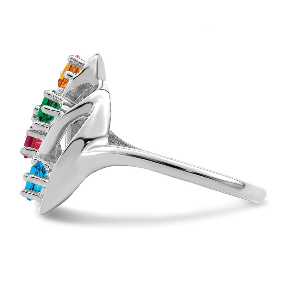 10k White Gold Polished 4-Stone Mothers Ring Mounting
