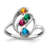 10k White Gold Polished 4-Stone Mothers Ring Mounting