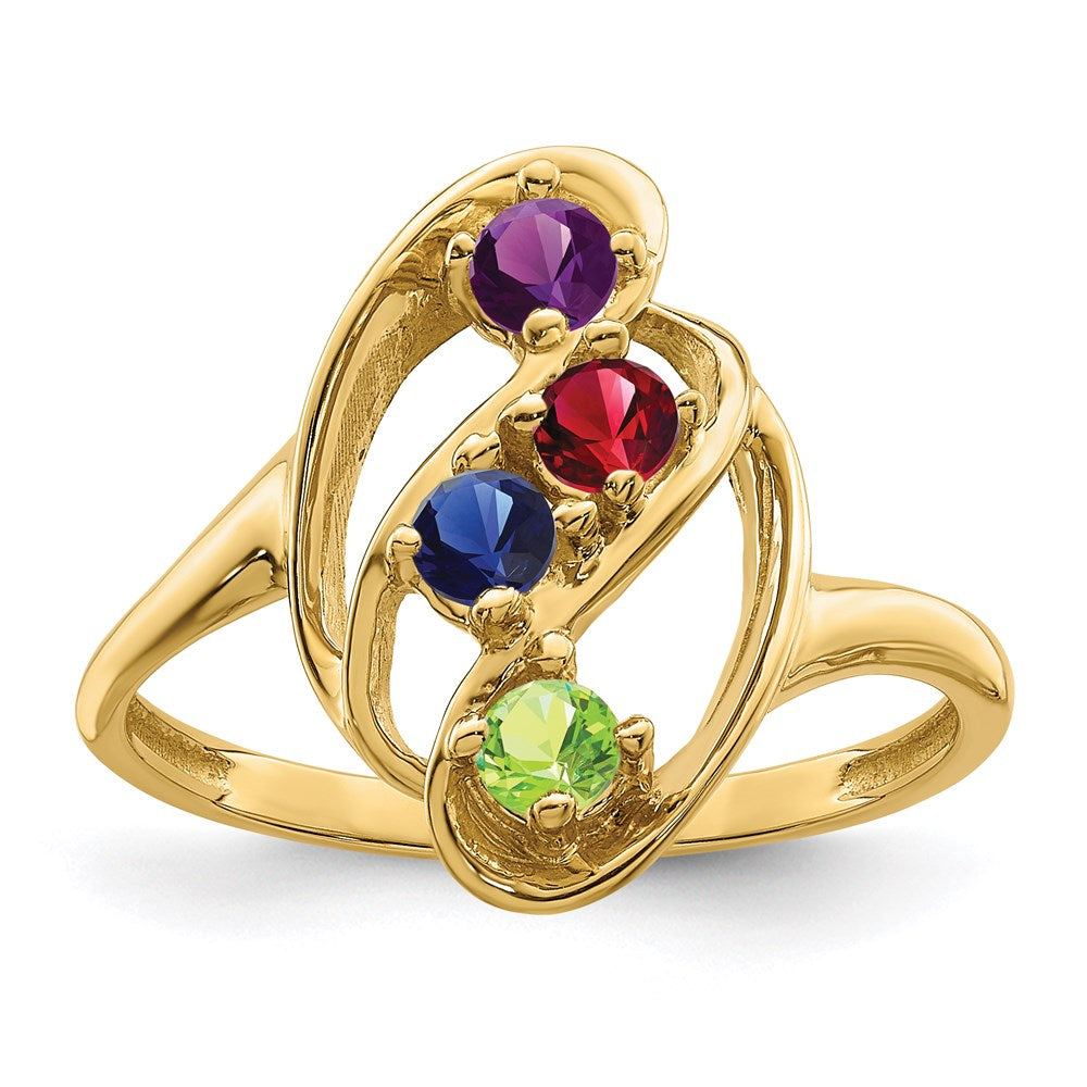14k Polished 4-Stone Mothers Ring Mounting
