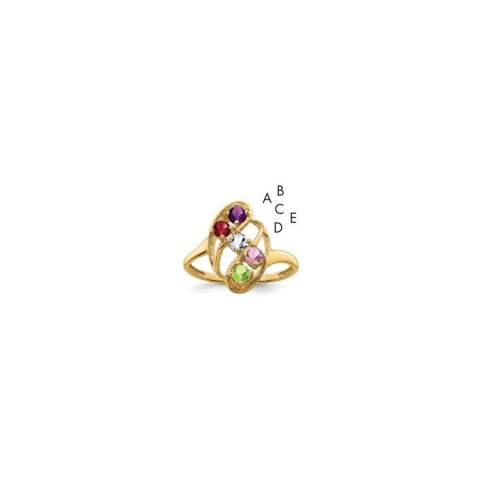 14k Polished 5-Stone Mothers Ring Mounting