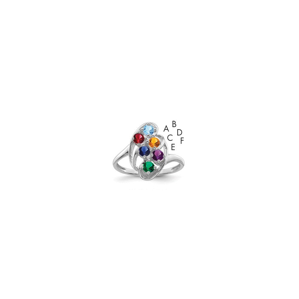 10k White Gold Synthetic Family Jewelry Ring