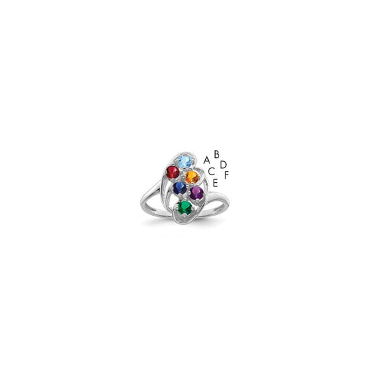 10k White Gold Synthetic Family Jewelry Ring