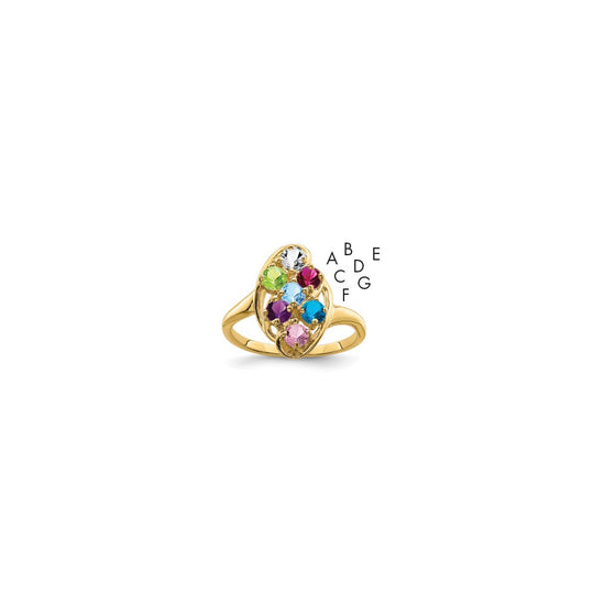 14k Polished 7-Stone Mothers Ring Mounting
