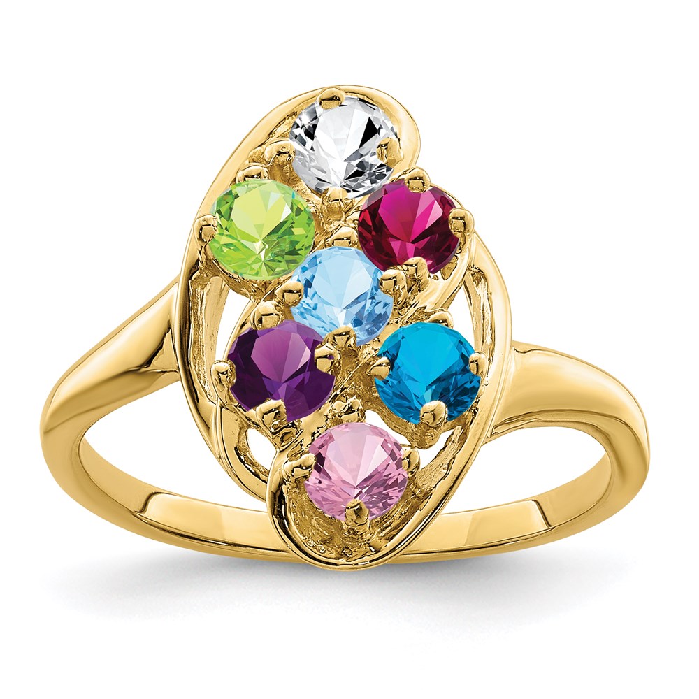 14k Polished 7-Stone Mothers Ring Mounting