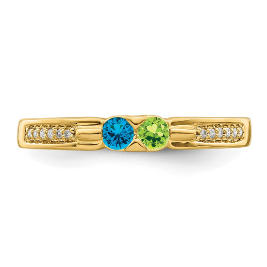 Birthstone and Diamond Mother's Ring — Synthetic Stones
