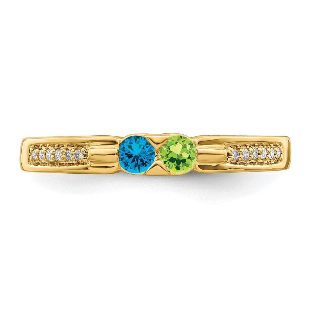 Birthstone and Diamond Mother's Ring — Synthetic Stones